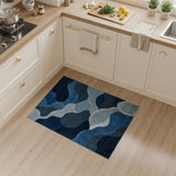 Fluid Blue Waves Abstract Area Rug