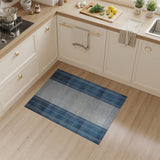 Navy Blue and Gray Striped Area Rug