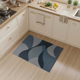 Blue Teal Abstract Wave Geometric Rug