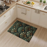 Art Deco Emerald Fan Green Area Rug