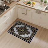 Ornate Navy Blue Gold Mandala Area Rug
