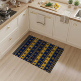 Navy and Gold Geometric Tribal Area Rug