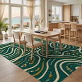 Blue and Teal Abstract Swirl Area Rug
