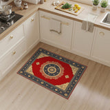 Red Persian Medallion Area Rug with Gold Borders