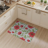 Vibrant Red Floral Pattern Area Rug