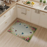 Whimsical Pink Floral Butterfly Area Rug