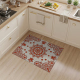 Red Red Mandala Floral Area Rug