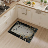 Framed Butterfly Floral Multi-Color Area Rug
