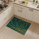 Golden Swirling Vines Teal Area Rug