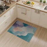 Abstract Geometric Teal Purple Area Rug