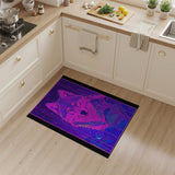 Neon Cyber Wolf Purple Area Rug