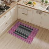 Pink Framed Black White Striped Rug