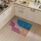 Abstract Pink Blue Curved Area Rug