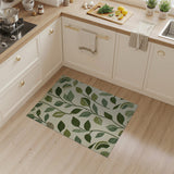 Green Floral Vintage Lush Green Leaves Area Rug