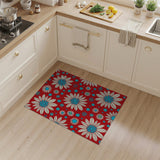 Vibrant Red Daisy Floral Area Rug