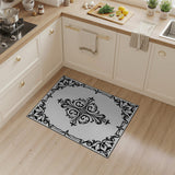 Ornate Black White Medallion Traditional Persian Area Rug