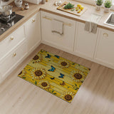 Sunflower Meadow Yellow Area Rug with Butterflies