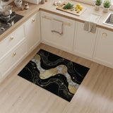Luxe Gold Marble Wave Abstract Area Rug