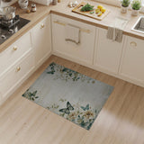 Vintage Teal Butterfly Rose Floral Rug
