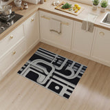 Black and White Modern Geometric Black White Abstract Rug