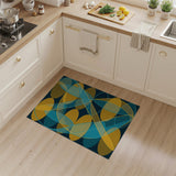 Teal Yellow Geometric Overlap Area Rug