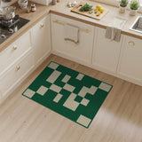 Emerald Green Ivory Geometric Block Rug