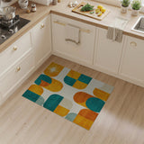 ODIKA Mid-Century Modern Geometric Washable Area Rug, Teal & Mustard