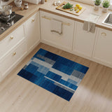 Geometric Modern Blue and Teal Modern Blue Geometric Abstract Area Rug