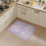 Distressed Vintage Purple Floral Distressed Vintage Area Rug