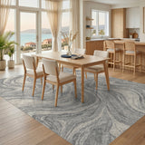 Abstract Area Grey Marble Swirl Area Rug