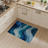 Layered Blue Waves Abstract Abstract Area Area Rug