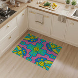 Playful Smiley Faces Floral Area Rug
