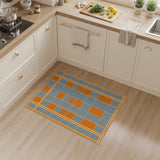 Grey Orange Plaid Geometric Area Rug