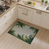 Coastal Beach Palm Frond Border Coastal Area Rug