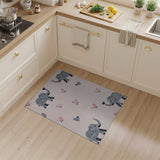 Cute Cartoon Elephants Birds Pink Nursery Rug