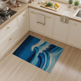Dynamic Blue Waves Geometric Area Rug