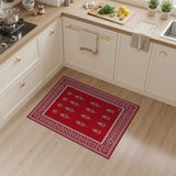 Red Feather Motif Tribal Area Rug