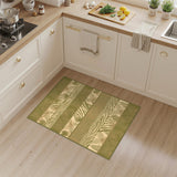 Green Boho Leaf Stripe Area Rug