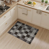Grey Patchwork Geometric Block Area Rug