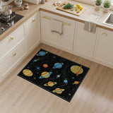 Retro Pixel Space Planets Area Rug