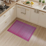 Pink Plaid Area Rug with Ornate Borders