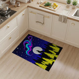 Aurora Borealis Wolf Howling at Moon Forest Rug