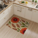 Vibrant Orange Poppy Floral Area Rug