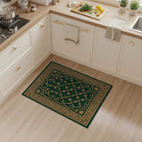 Ornate Green Persian Rug with Gold Vines