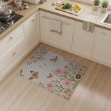 Pink Daisy Butterfly Floral Area Rug