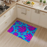 Vibrant Pink Floral Fish Washable Area Rug