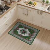 Green and Pink Persian Floral Medallion Rug
