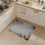 Pink Gold Floral Frame Area Rug