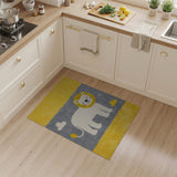 Cute Cartoon Lion Kids Area Rug in Yellow Gray