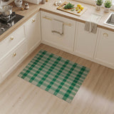 Green Gingham Check Woven Area Rug